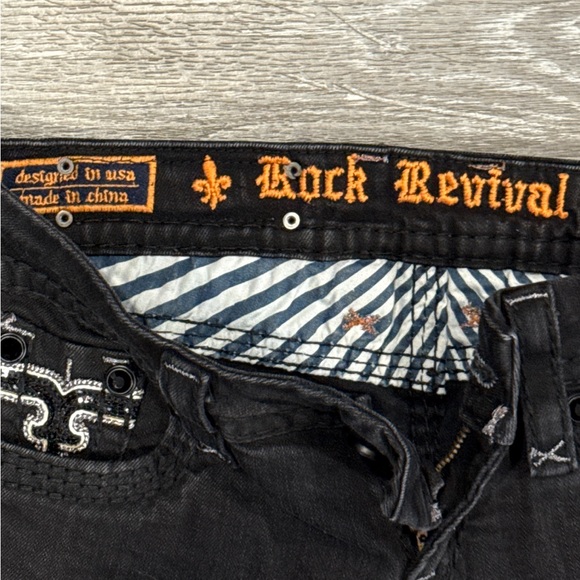 Rock Revival Women's Black Polly Flare Dark Low Rise Jeans, Size 26. - Picture 4 of 13